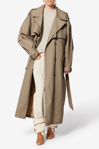 Chilma randig trenchcoat i bomull