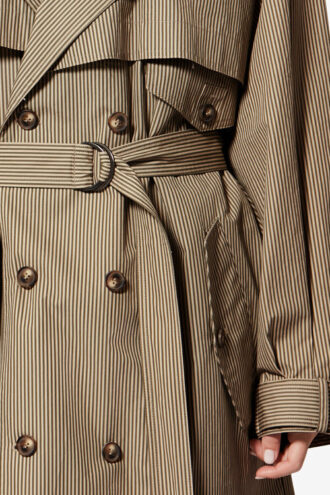 Chilma randig trenchcoat i bomull