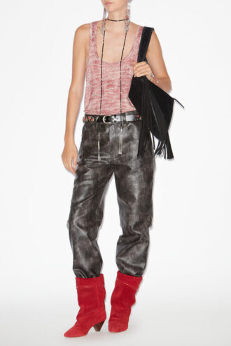 Coralea Loose Fit Faux Leather Pants