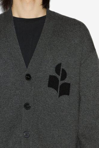 Curtis cardigan i ull och bomull med logotyp