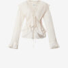 Damya-blus i bomull och linne med volanger Damya-blus i bomull och linne med volanger