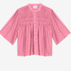 Destiny smockad blus i enfärgad bomullsvoile Destiny smockad blus i enfärgad bomullsvoile