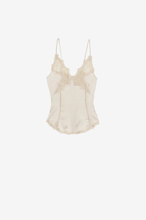 Diandra topp i satin och spets Diandra topp i satin och spets