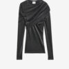 Dressi draperad lurex-jerseyblus Dressi draperad lurex-jerseyblus