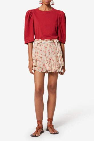 Flödande shorts i tryckt muslin Flödande shorts i tryckt muslin