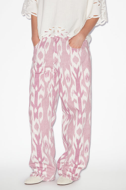 Joanny Loose Fit Denim Ikat Print Jeans Joanny Loose Fit Denim Ikat Print Jeans