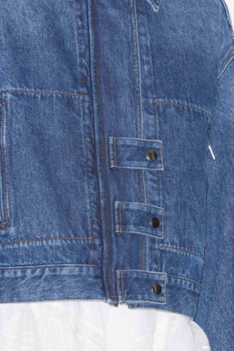Julie kort jacka i arbetsplaggstil i enfärgad denim
