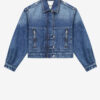 Julie kort jacka i arbetsplaggstil i enfärgad denim Julie kort jacka i arbetsplaggstil i enfärgad denim