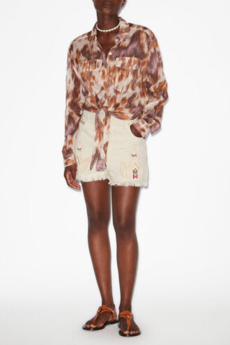 Lesia korta broderade jeansshorts