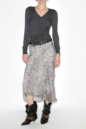 Lisanne Burnout Velvet Midi Skirt