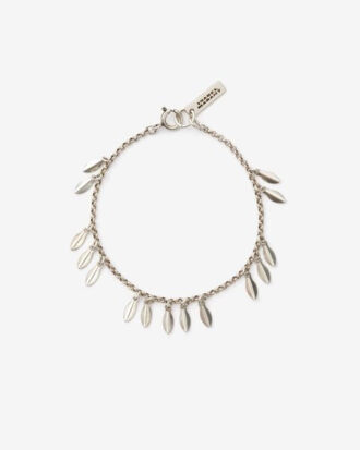 Metallarmband med glänsande blad och hängen