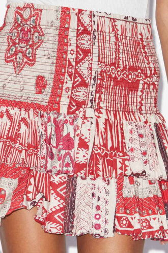 Naomi smockad bomullsvoile-kjol med bandana-tryck Naomi smockad bomullsvoile-kjol med bandana-tryck