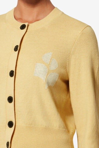 Newton Cardigan i bomull och ull med logotyp