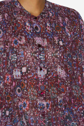 Noeline tryckt crepe-blus