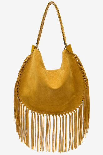 Oskan Hobo Soft Fringed Suede Calfskin Leather Handbag
