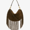 Oskan Hobo Zip Fringed Suede Calfskin Leather Handbag Oskan Hobo Zip Fringed Suede Calfskin Leather Handbag