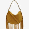 Oskan Hobo Zip Fringed Suede Calfskin Leather Handbag Oskan Hobo Zip Fringed Suede Calfskin Leather Handbag