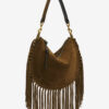 Oskan Hobo Zip Fringed Suede Calfskin Leather Handbag Oskan Hobo Zip Fringed Suede Calfskin Leather Handbag