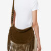 Oskan Hobo Zip Fringed Suede Calfskin Leather Handbag Oskan Hobo Zip Fringed Suede Calfskin Leather Handbag