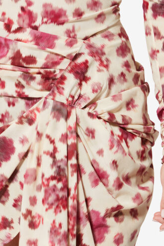 Ovia kort draperad stretchkjol i tryckt siden