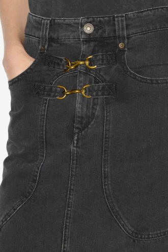 Pavina denimkjol med karbinhakar