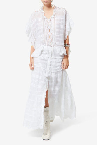 Payton Kaftan-inspirerad topp i bomull och blommig spets Payton Kaftan-inspirerad topp i bomull och blommig spets