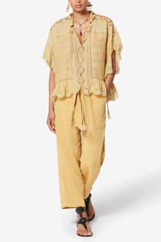 Payton Kaftan-inspirerad topp i bomull och blommig spets Payton Kaftan-inspirerad topp i bomull och blommig spets