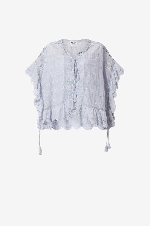 Payton Kaftan-inspirerad topp i bomull och blommig spets Payton Kaftan-inspirerad topp i bomull och blommig spets