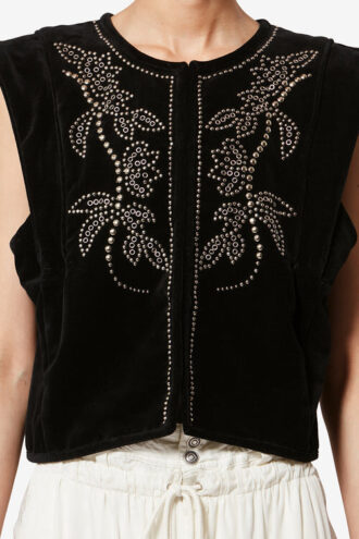 Poppy Studded Velvet Vest