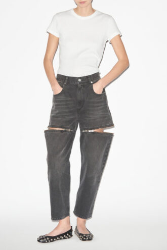Salia Loose Fit Denim Jeans med dragkedjor