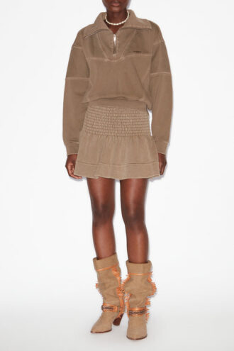 Yaele Faded Topstitched Jersey Sweatshirt