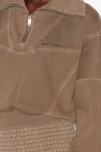 Yaele Faded Topstitched Jersey Sweatshirt