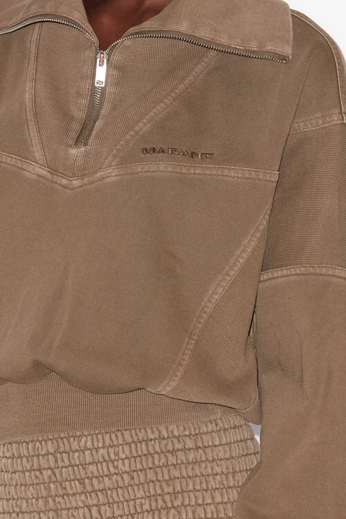Yaele Faded Topstitched Jersey Sweatshirt Yaele Faded Topstitched Jersey Sweatshirt