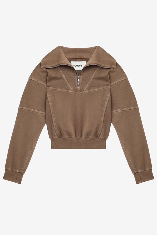 Yaele Faded Topstitched Jersey Sweatshirt Yaele Faded Topstitched Jersey Sweatshirt