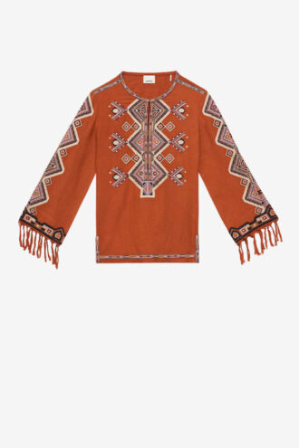 Zelda broderad blus i matka-silke Zelda broderad blus i matka-silke