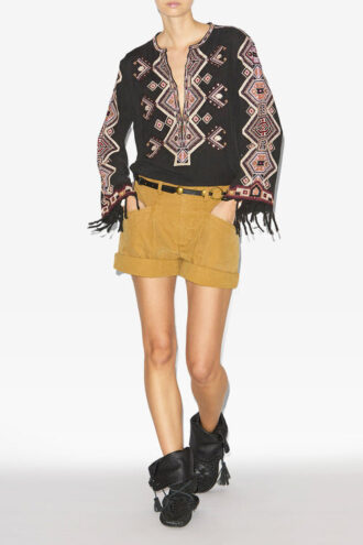 Zelda broderad blus i matka-silke Zelda broderad blus i matka-silke