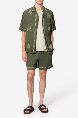 Zilan broderade shorts i bomullsgaze