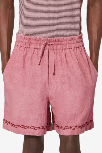 Zilan broderade shorts i bomullsgaze