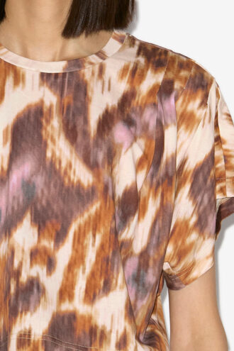 Zilia kort T-shirt i bomull med akvarelltryck
