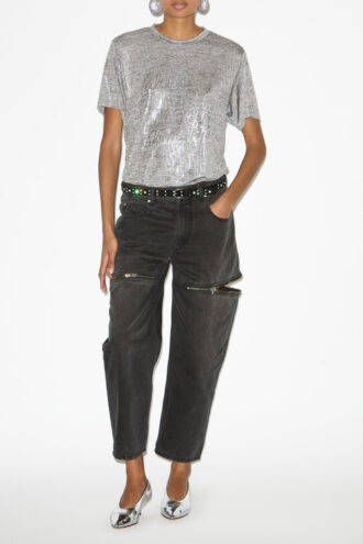 Zoeline Metallic Jersey T-shirt med logotyper